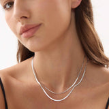 1.8mm Silver Herringbone Necklace - Miwanna