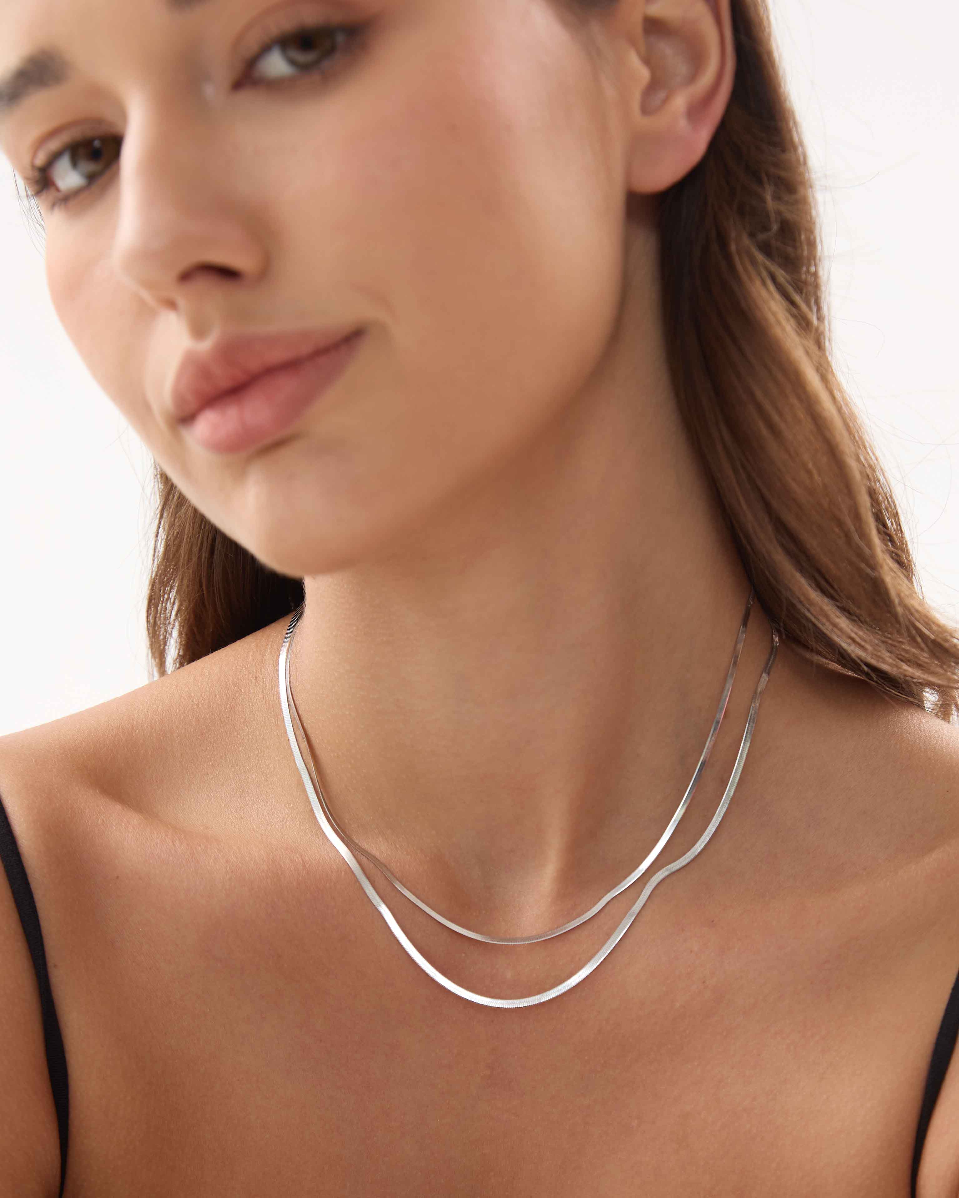 1.8mm Silver Herringbone Necklace - Miwanna