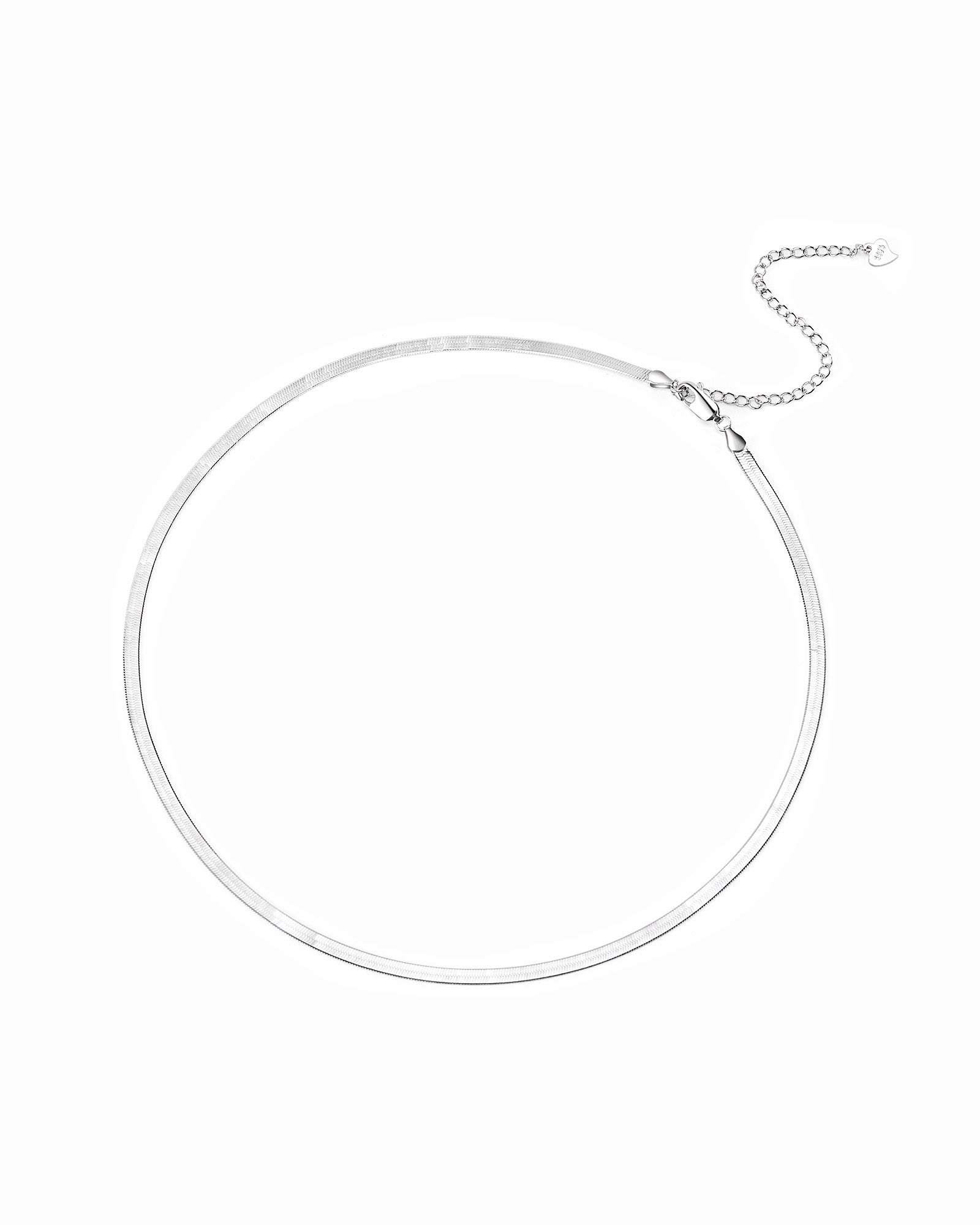 3mm Silver Herringbone Necklace - Miwanna