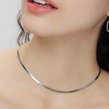 3mm Silver Herringbone Necklace - Miwanna