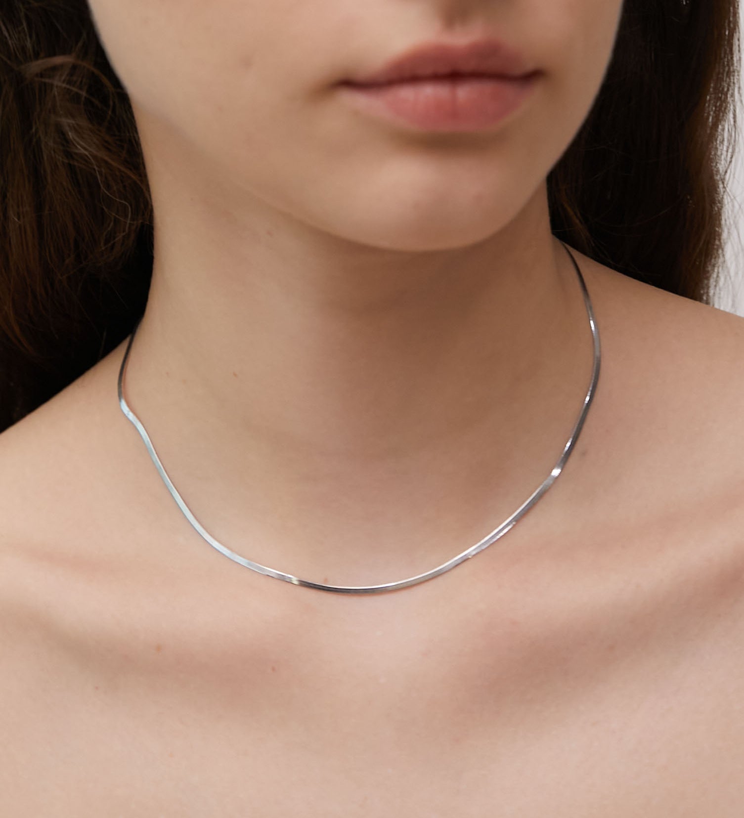 1.8mm Silver Herringbone Necklace - Miwanna