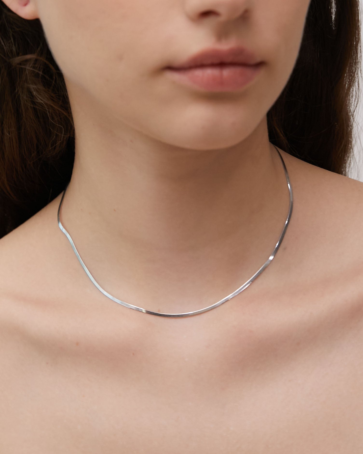 1.8mm Silver Herringbone Necklace - Miwanna