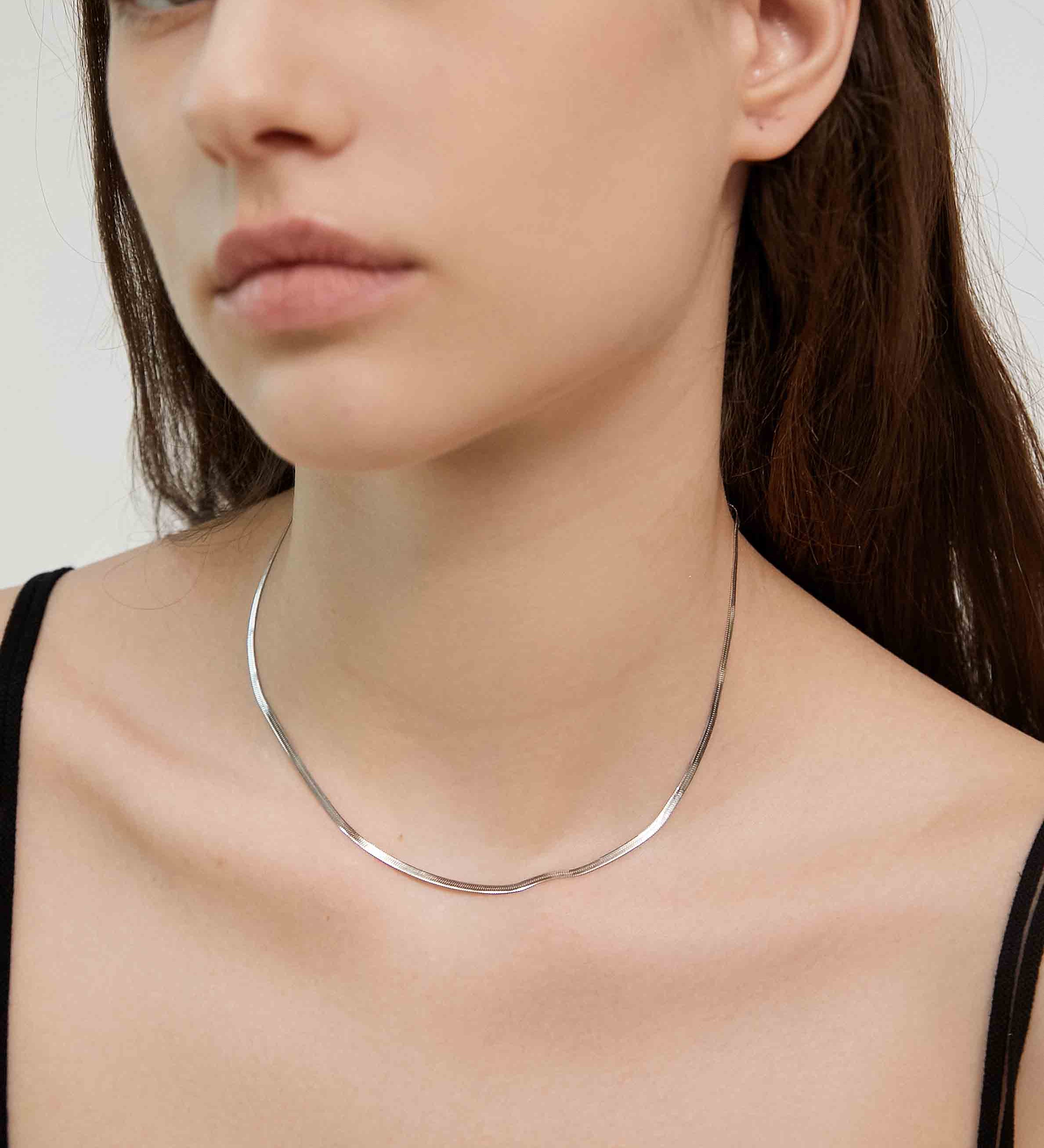 Silver Herringbone Necklace - Miwanna