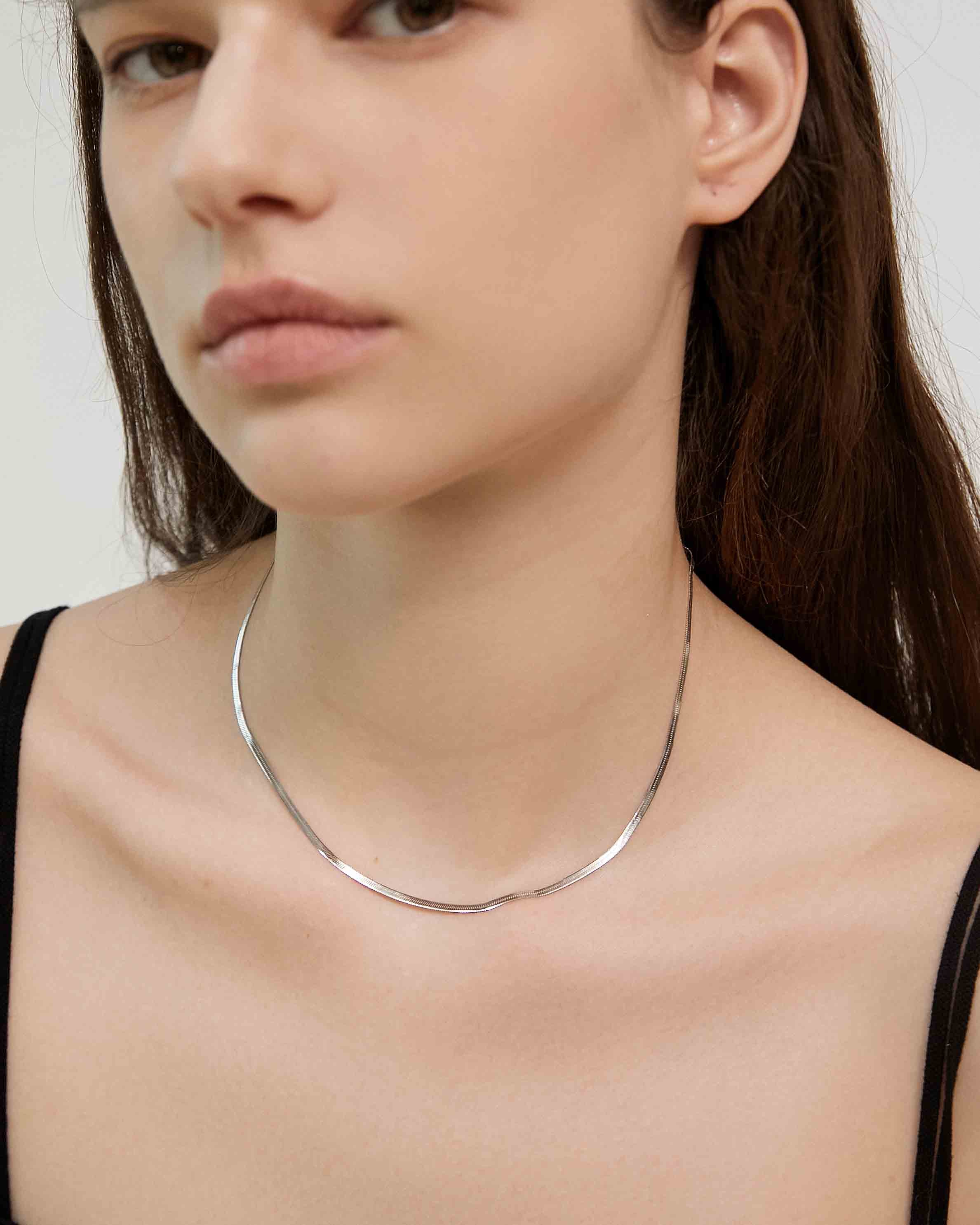 Silver Herringbone Necklace - Miwanna