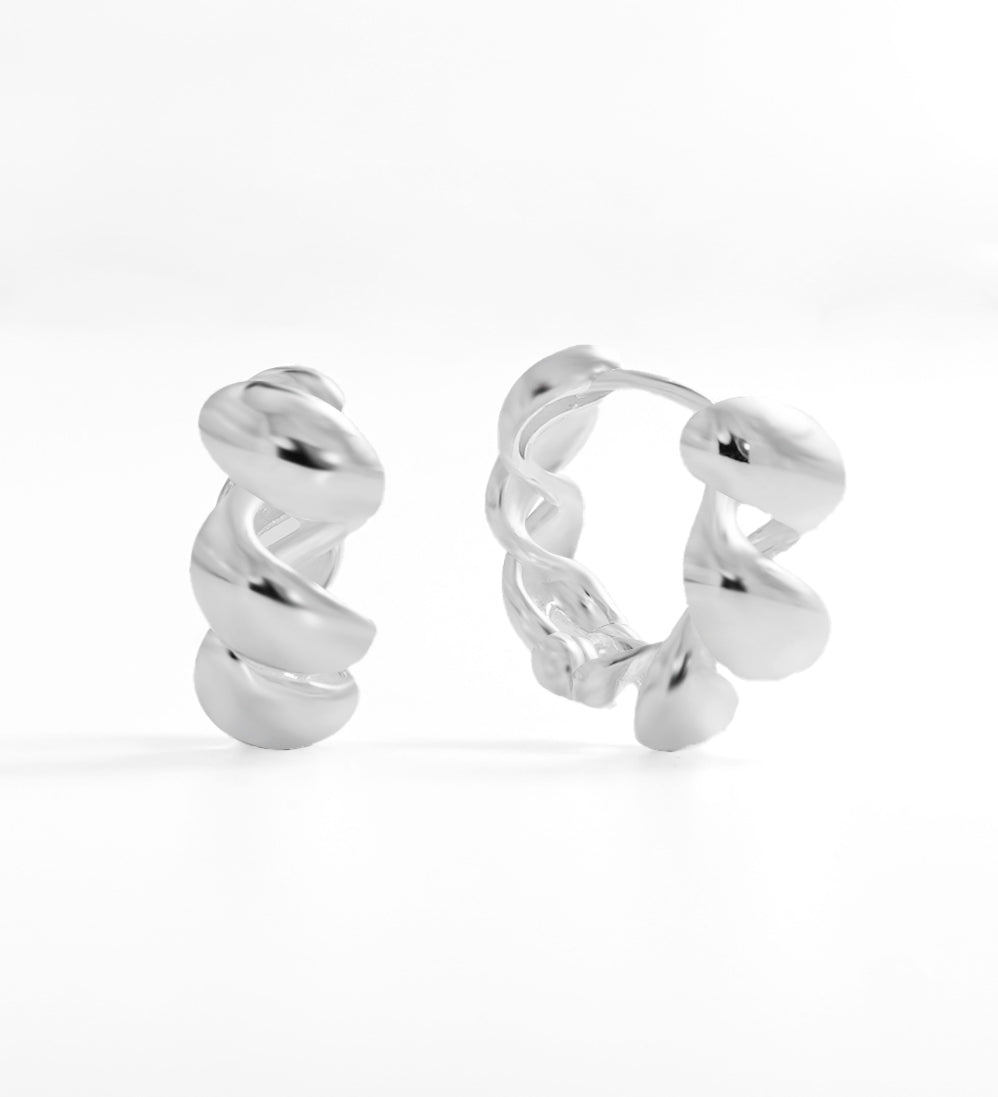 Croissant Silver Hoops - Miwanna