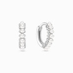 Pearl Silver Huggie Earrings - Miwanna