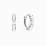 Pearl Silver Huggie Earrings - Miwanna