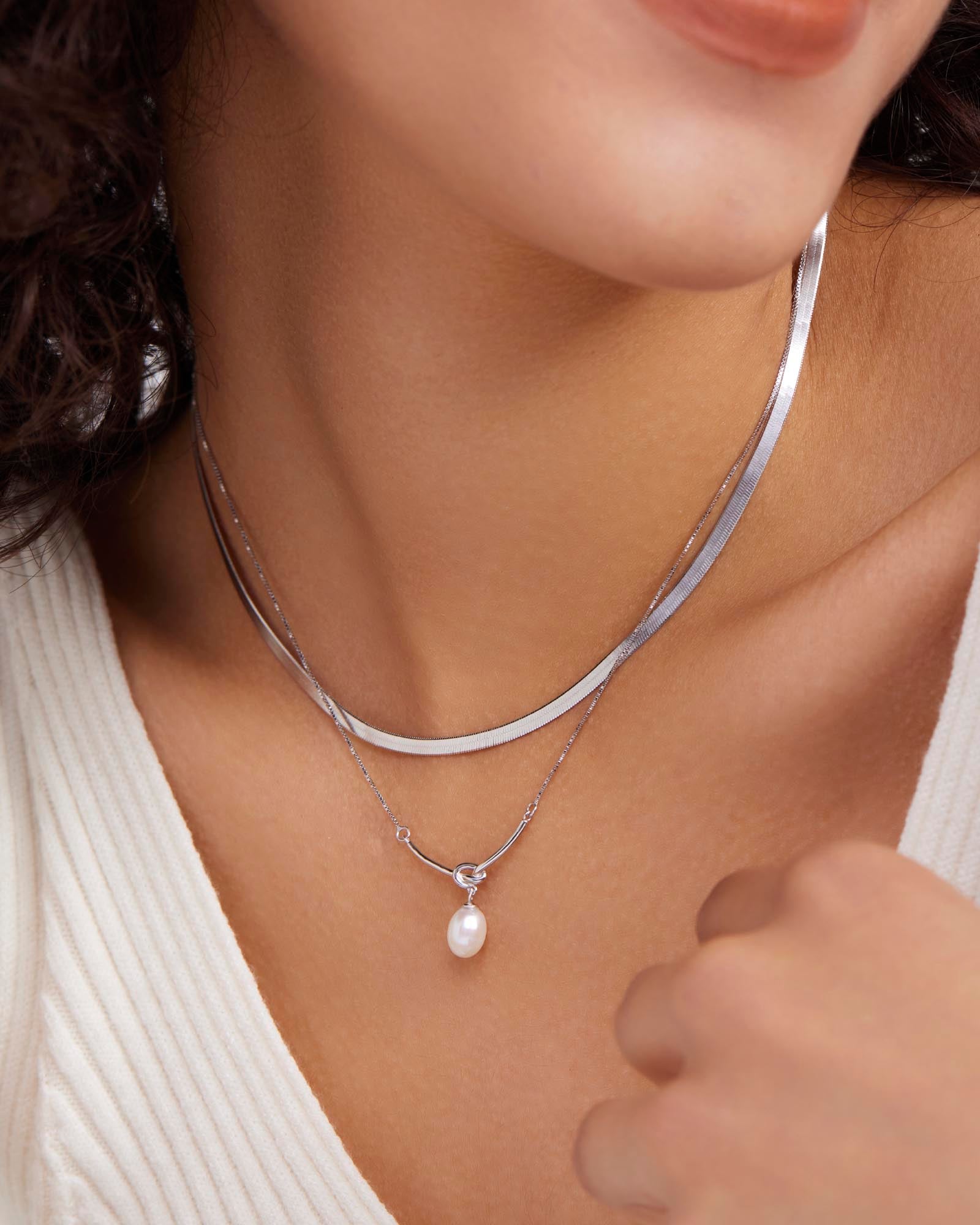 Silver Pearl Pendant Necklace - Miwanna